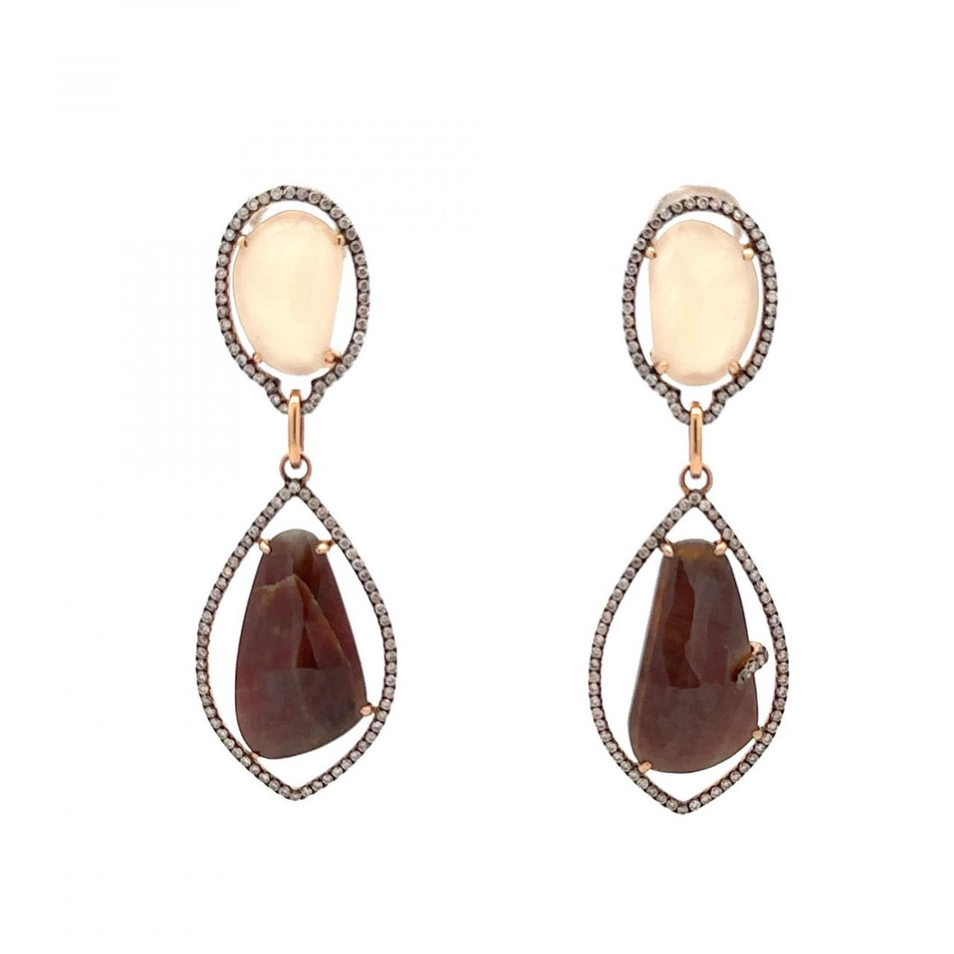 Maharaja 18K Rose Gold Sapphire Slice Drop Earrings