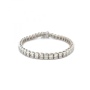 Estate 14K White Gold Bezel-Set Diamond Bracelet