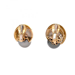 Vintage 1990s David Webb 18K Gold Tahitian Pearl Earrings