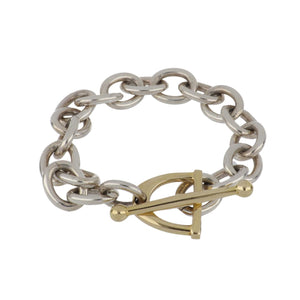 Vincent Peach Sterling Silver and 14K Gold Stirrup Link Bracelet