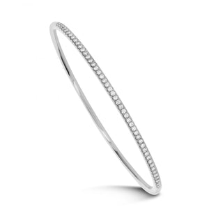 18K White Gold Half Diamond Bangle 0.50 ctw