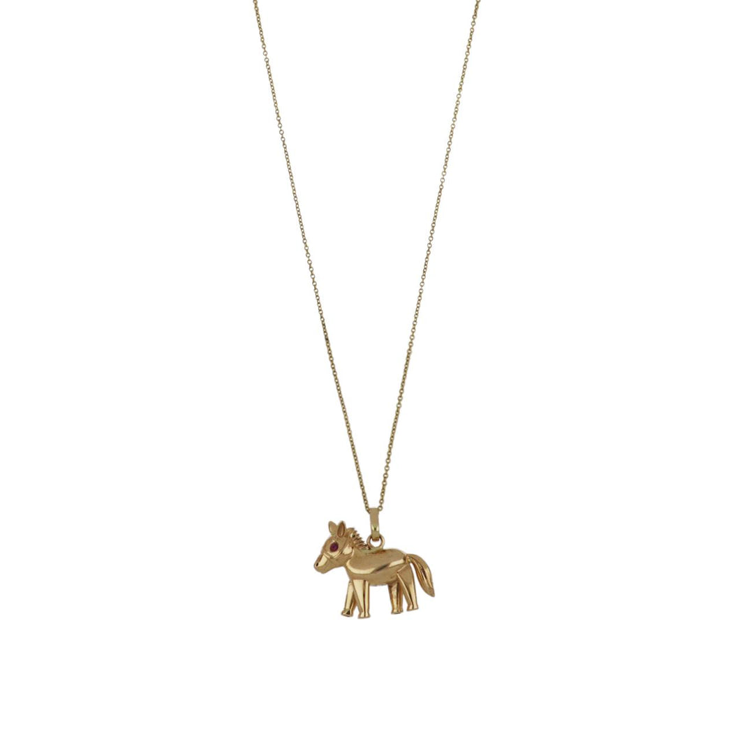 Vincent Peach 14K Gold Small Horse Pendant Necklace