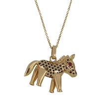 Load image into Gallery viewer, Vincent Peach 14K Gold Small Horse Pendant Necklace
