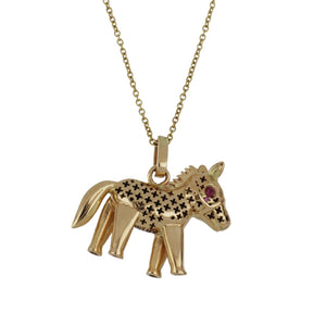 Vincent Peach 14K Gold Small Horse Pendant Necklace