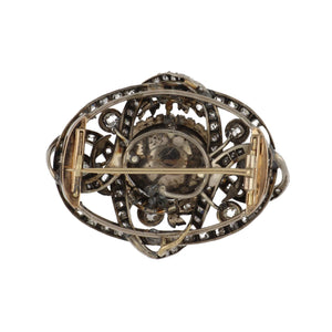 Georgian Sterling Silver and 18K Gold Garnet Carbuncle Brooch