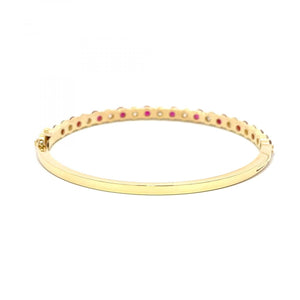 Estate 18K Gold Ruby and Diamond Bangle Bracelet