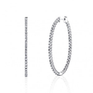 2.29 Carat 18K White Gold Round Diamond Hoops