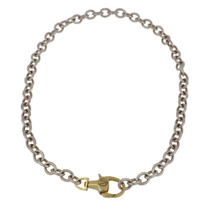 Vincent Peach Sterling Silver  'Stirrup Lock Chain' Necklace