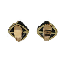 Load image into Gallery viewer, Vintage 1990s 18K Gold Onyx and Diamond Button Earrings
