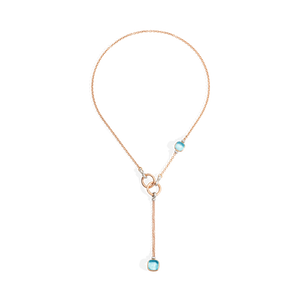 Pomellato 18K Rose and White Gold 'Nudo' Blue Topaz Necklace