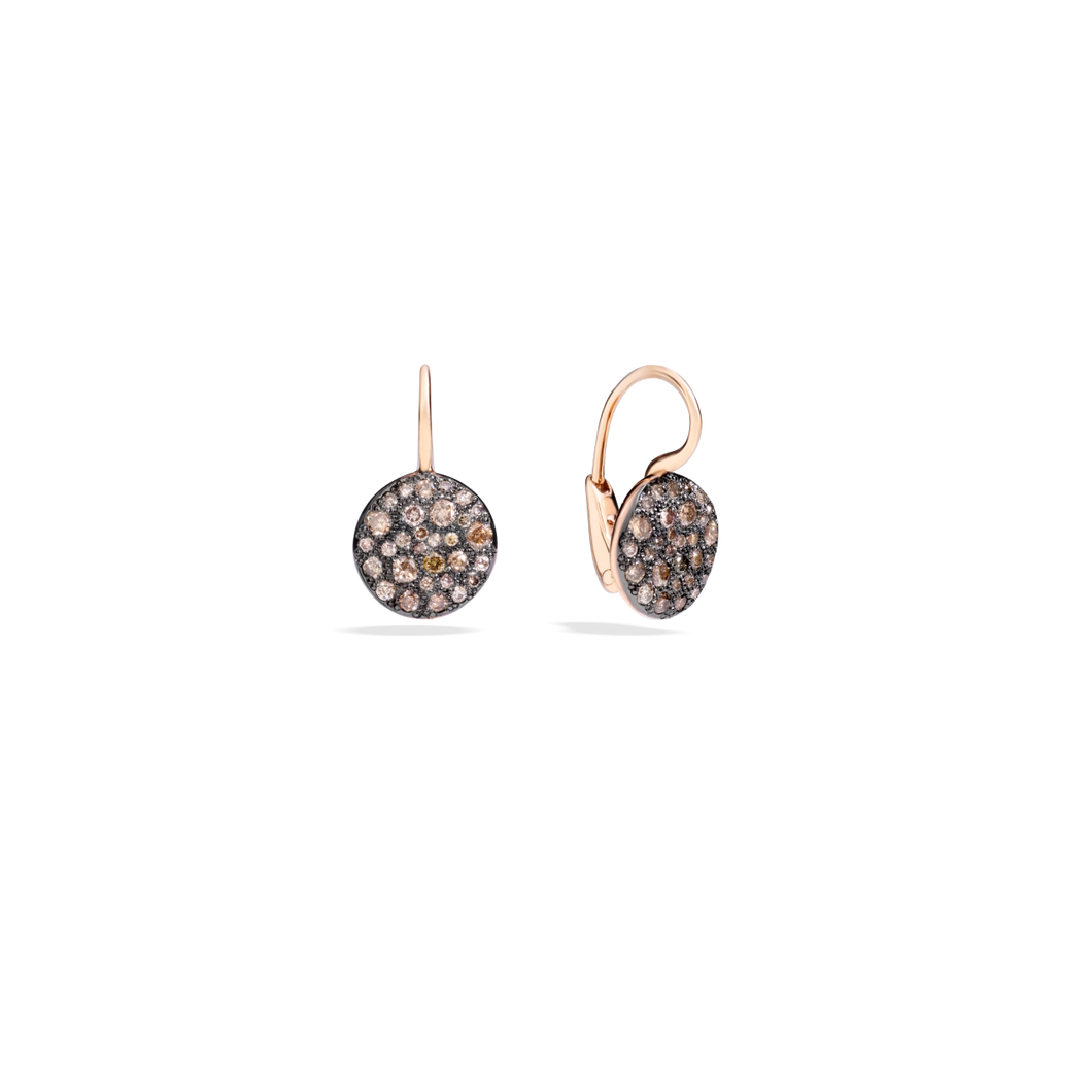 Pomellato 18K Rose Gold Brown Diamond Drop Earrings