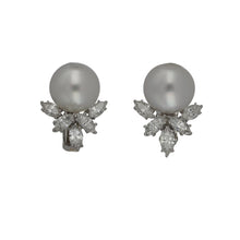 Load image into Gallery viewer, Estate Peter Atman South Sea Pearl Platinum Earrings with Diamonds
