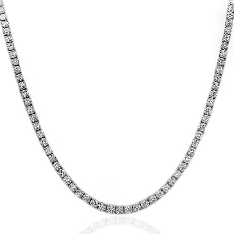 18K White Gold 8.00 Carat Total Weight Diamond Tennis Necklace