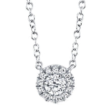 Load image into Gallery viewer, Shy Creation 14K White Gold Diamond Halo Pendant Necklace
