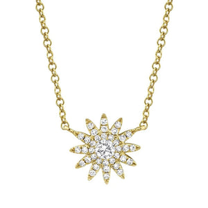 Shy Creation 14K Gold Starburst Diamond Necklace