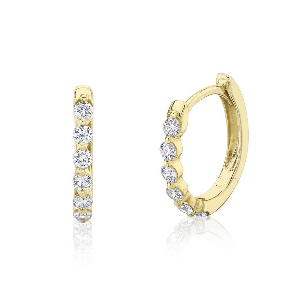 Shy Creation 14K Gold Diamond Huggie Earrings