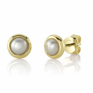 Shy Creation 14K Gold Pearl Stud Earrings