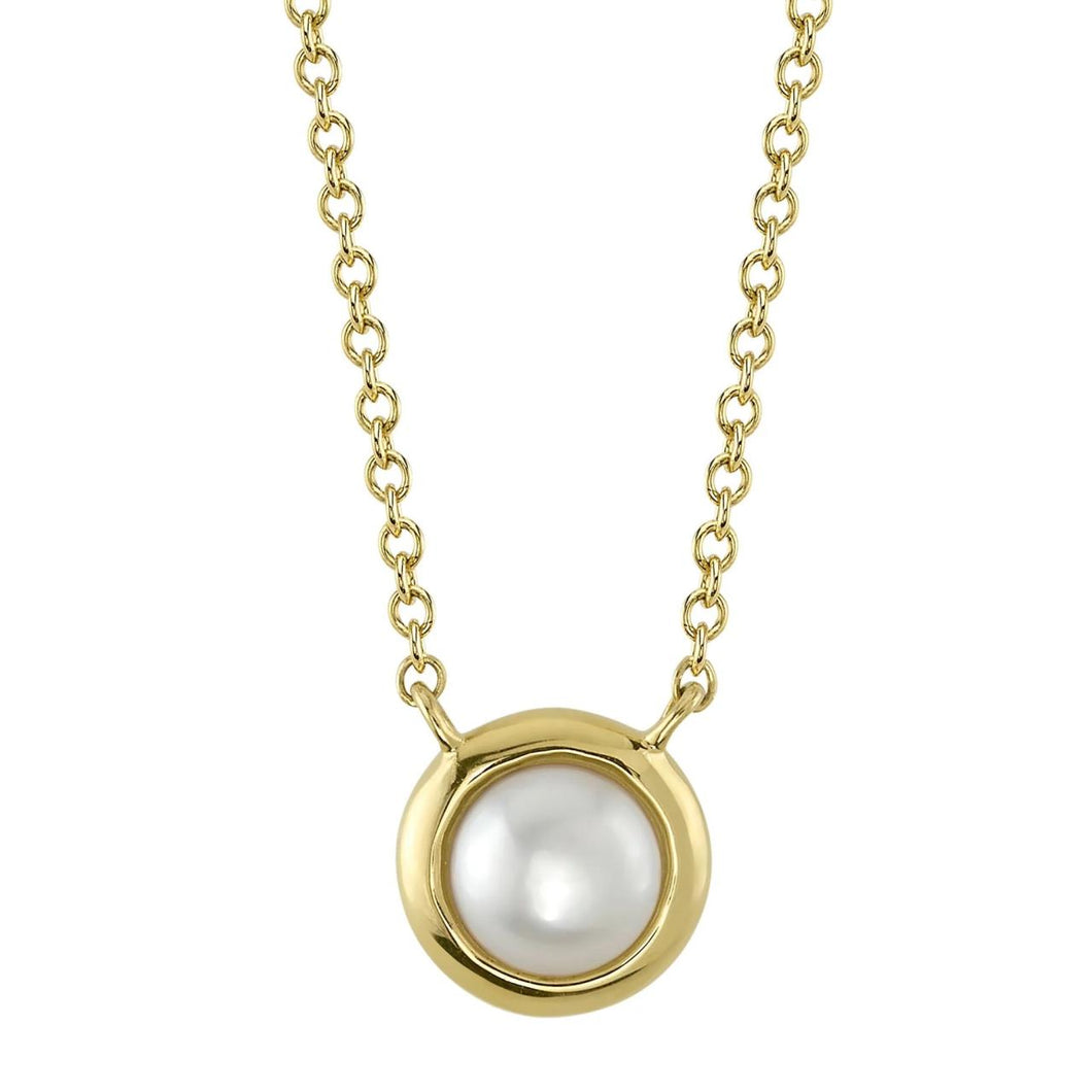 Shy Creation 14K Gold Cultured Pearl Pendant Necklace