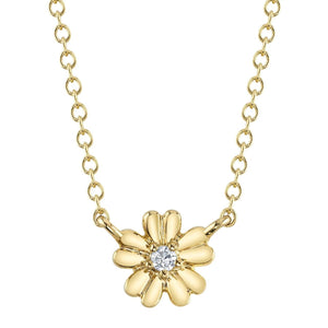 Shy Creation 14K Gold Flower Pendant Necklace