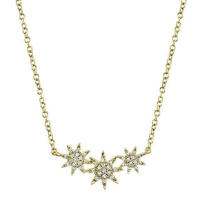 Shy Creation 14K Gold Diamond Star Necklace