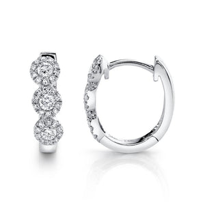 Shy Creation 14K White Gold Diamond Huggie Earrings