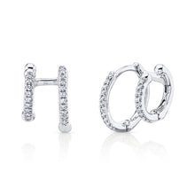 Load image into Gallery viewer, Shy Creation 14K White Gold Double Huggie Earrings
