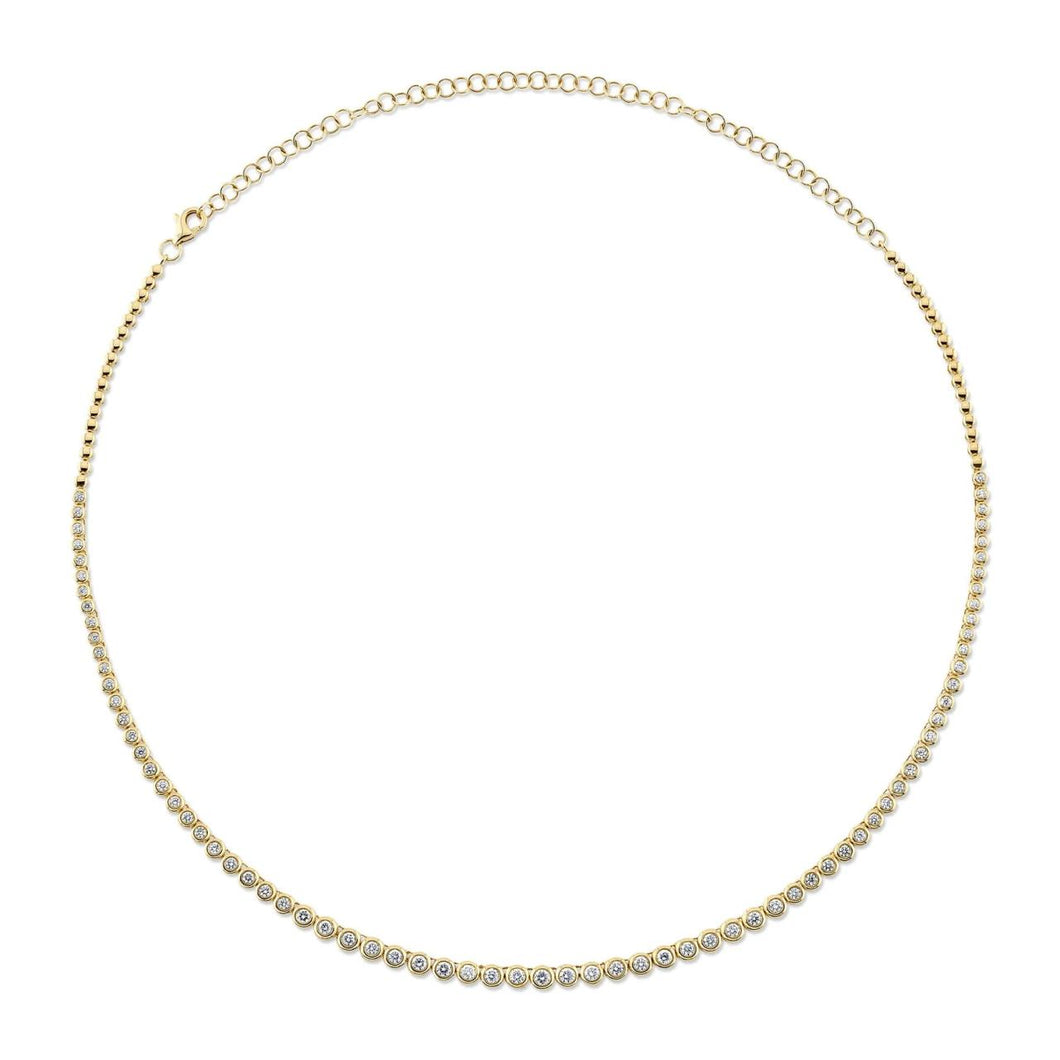 Shy Creation 14K Gold 2.00 Carat  Diamond Tennis Necklace