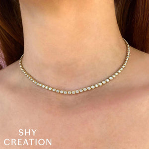 Shy Creation 14K Gold 2.00 Carat  Diamond Tennis Necklace