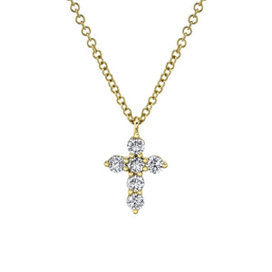 Shy Creation 14K Gold Diamond Cross Pendant Necklace