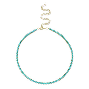 Shy Creation 14K Gold Turquoise Tennis Necklace