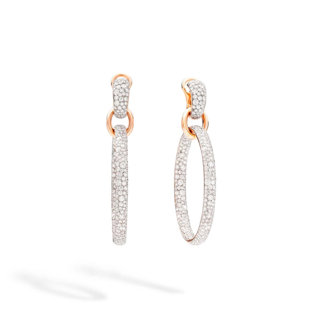 Pomellato 18K Rose Gold 'Iconica' Pavé Diamond Hoop Earrings