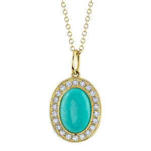 Shy Creation 14K Gold Turquoise Pendant Necklace