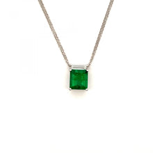 Load image into Gallery viewer, 18K White Gold Colombian Emerald and Diamond Pendant
