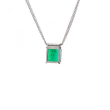 Load image into Gallery viewer, 18K White Gold Colombian Emerald and Diamond Pendant
