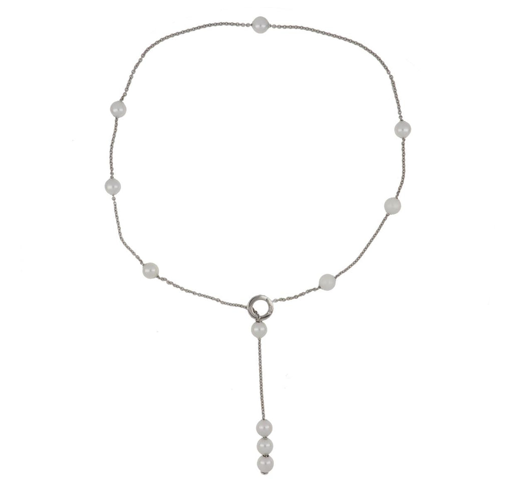 Mikimoto 18K White Gold Pearls in Motion Necklace