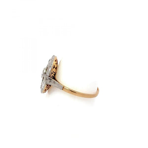 Edwardian 18K Gold and Platinum Plaque Diamond Ring