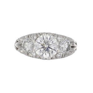 Estate Platinum GIA 2.22 Carat Round Victorian Style Engagement Ring