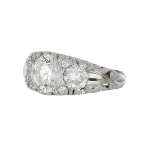 Estate Platinum GIA 2.22 Carat Round Victorian Style Engagement Ring