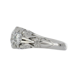 Estate Platinum GIA 2.22 Carat Round Victorian Style Engagement Ring