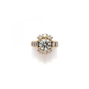 Retro Round Diamond 14K Gold Ring