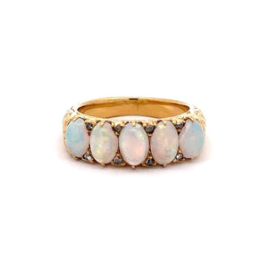 Victorian 18K Gold Half-Hoop Opal Band