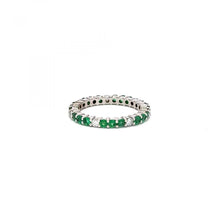 Load image into Gallery viewer, Estate 18K White Gold Emerald and Diamond Band
