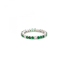 Load image into Gallery viewer, Estate 18K White Gold Emerald and Diamond Band
