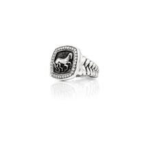 Load image into Gallery viewer, Vincent Peach Sterling Silver &#39;Finnhorse&#39; Ring with Diamonds
