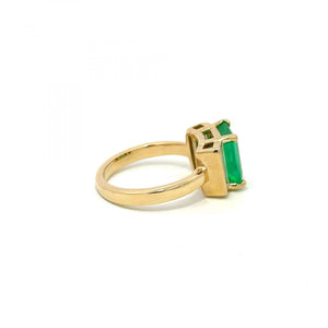 18K Gold Colombian Emerald and Diamond Ring