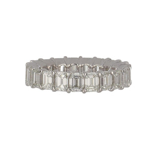 Platinum Emerald-Cut Diamond Buttercup Eternity Band