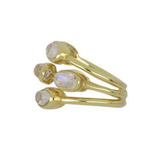 Mazza 14K Gold Multi-Row Moonstone Ring