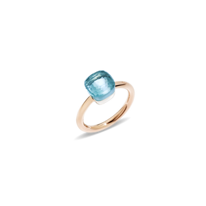 Pomellato 18K Rose and White Gold Blue Topaz 'Nudo' Ring