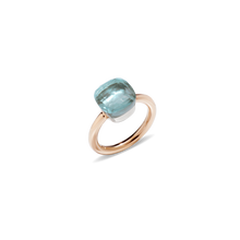 Load image into Gallery viewer, Pomellato 18K Rose and White Gold Blue Topaz &#39;Nudo&#39; Ring
