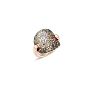 Pomellato 18K Rose Gold Brown and White Diamond 'Sabbia' RIng